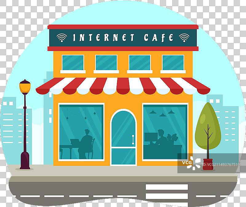 年轻人互联网咖啡馆建筑图片素材