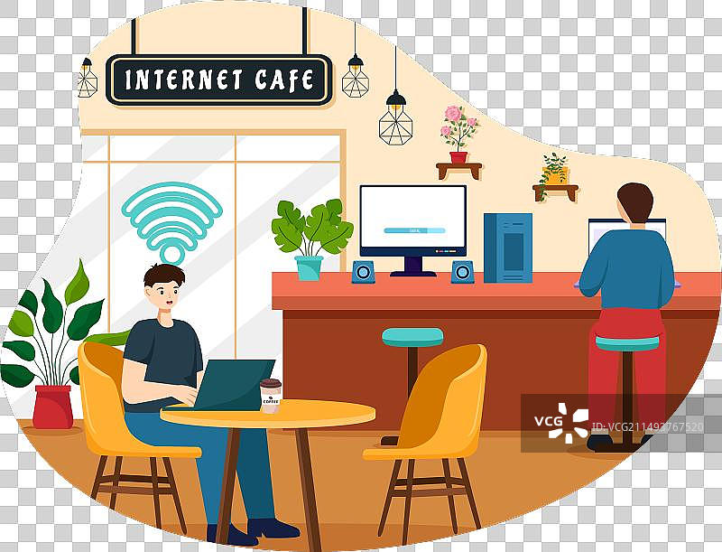 年轻人互联网咖啡馆建筑图片素材