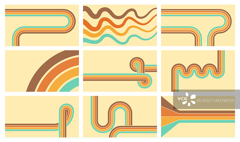 70年代复古条纹图案合集图片素材