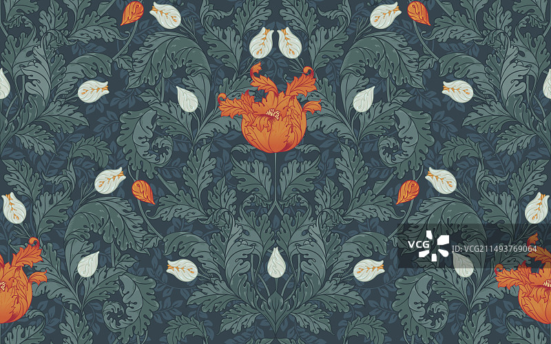 复古花卉无缝图案图片素材