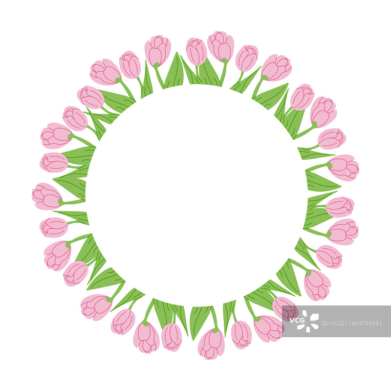 扁平手绘郁金香花环图片素材