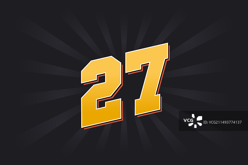 黄色数字27字体图片素材