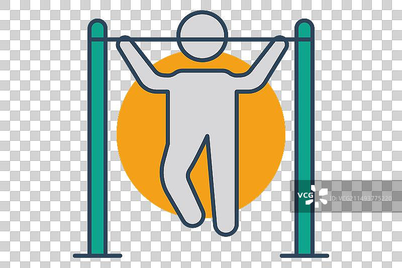 与运动健身相关的引体向上图标扁平线条图片素材