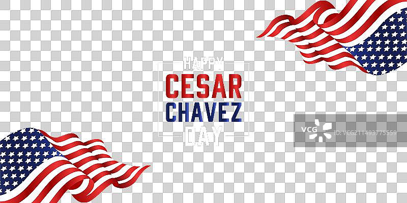 塞萨尔·查韦斯日红白蓝文字图片素材