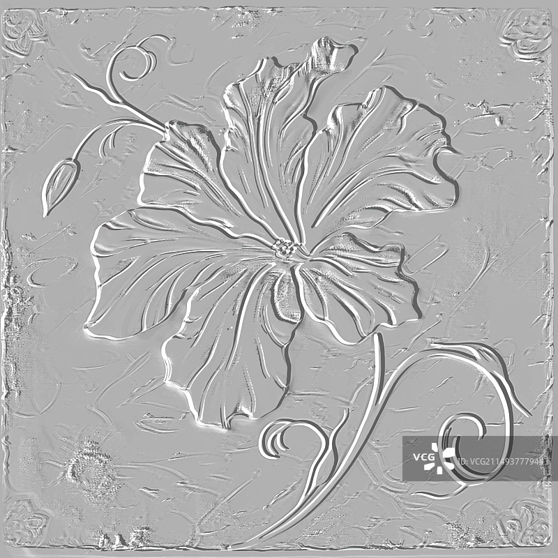 百合花纹理浮雕热带3D无缝图片素材
