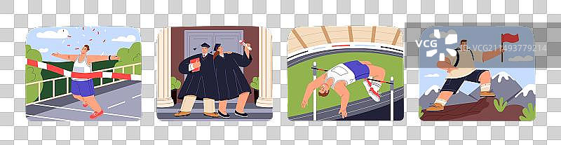 人物成就成功：员工迎接挑战图片素材