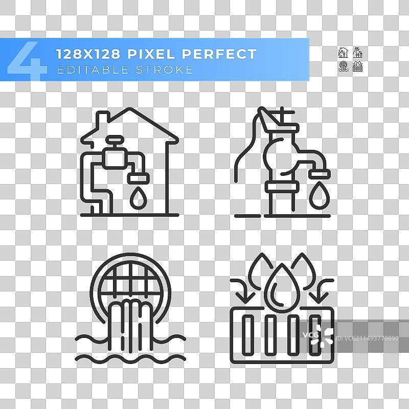 水利基础设施线性图标集图片素材