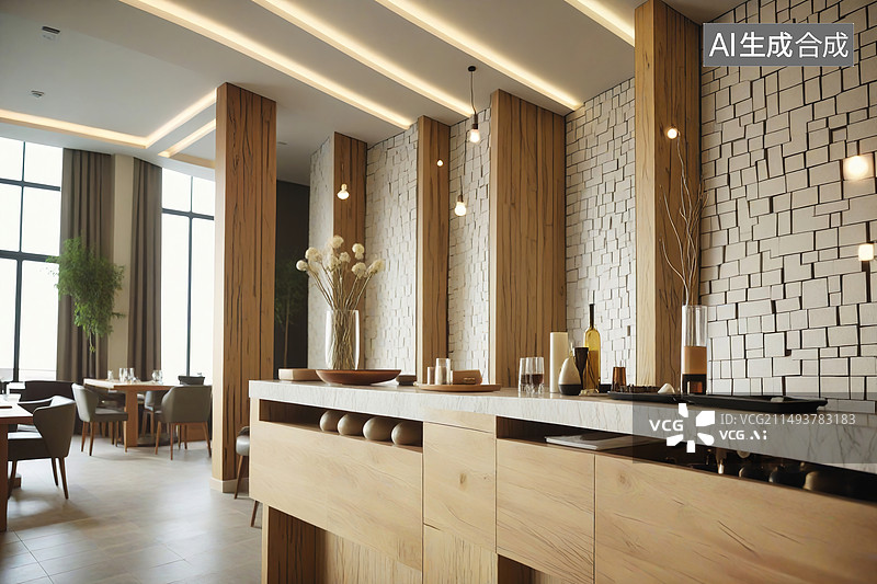 【AI数字艺术】现代豪华风格的样板房内部餐厅图片素材