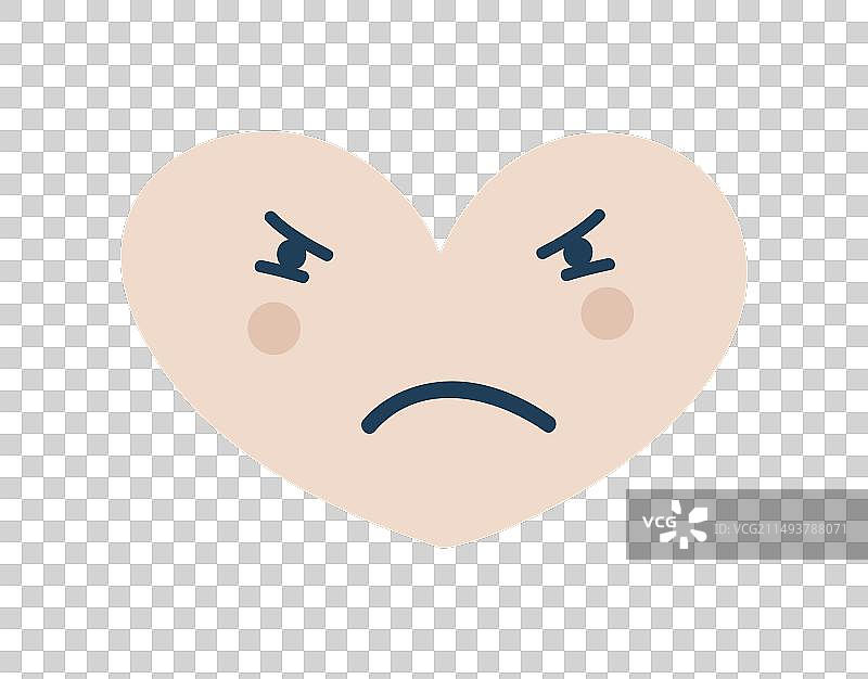 米色嫉妒心形表情符号扁平图标图片素材
