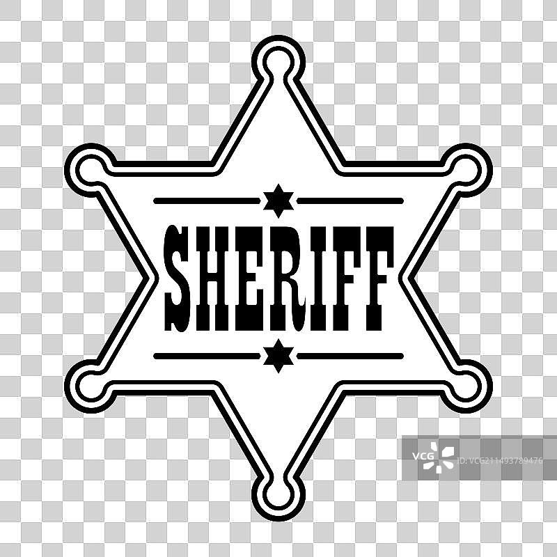 警长徽章黑白星形标志图片素材