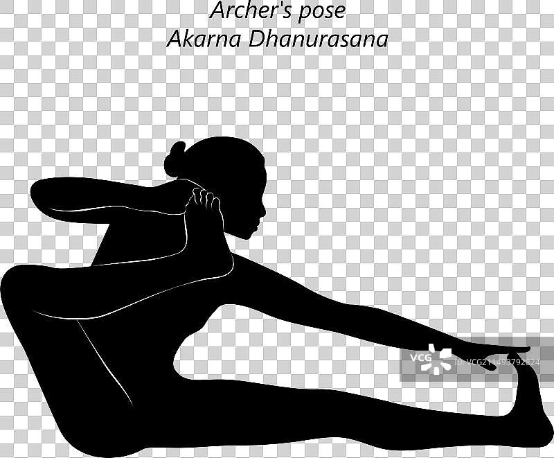 做瑜伽弓式的女人剪影图片素材