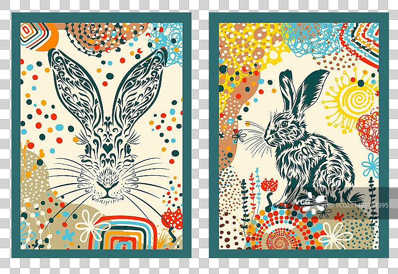 复活节兔子海报明信片图片素材