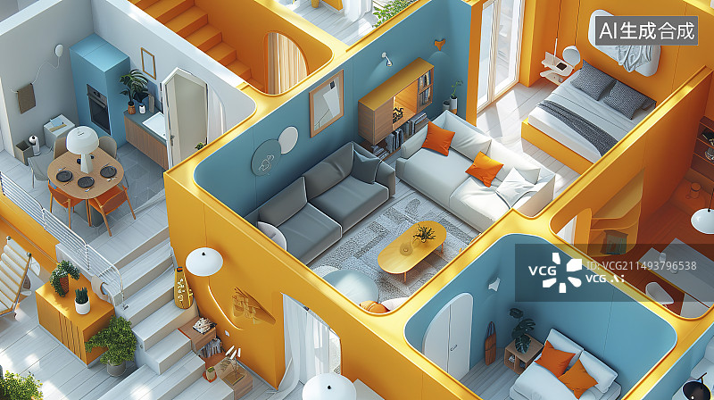 【AI数字艺术】现代豪华风格样板房内部餐厅图片素材