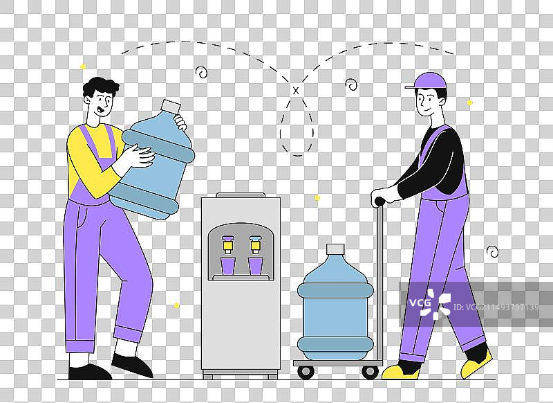 工人安装饮水机图片素材