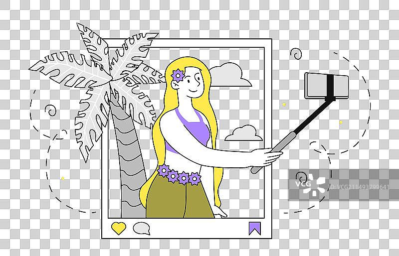 度假中的博主线性设计图片素材