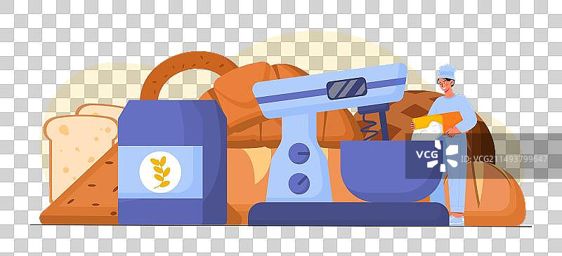 手拿面包的男人图片素材