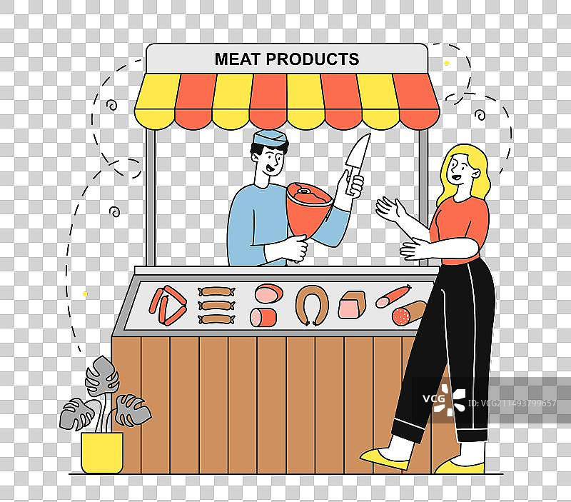肉店店员与顾客图片素材