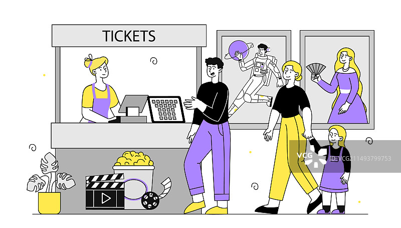 拿着电影票的人图片素材