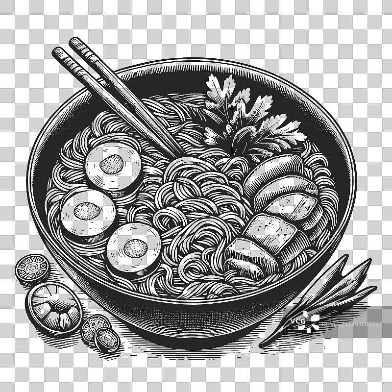 亚洲拉面筷子汤图片素材