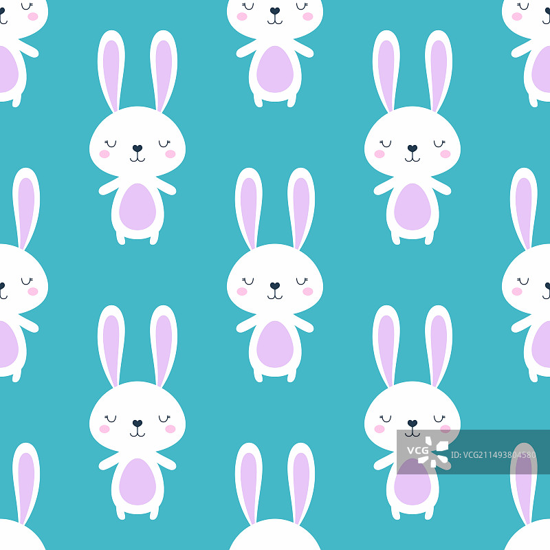 卡通兔子角色无缝图案图片素材