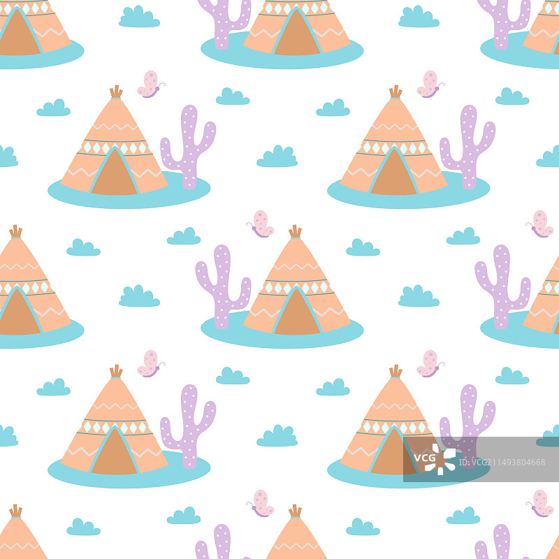 带有维格瓦姆的卡通无缝图案图片素材