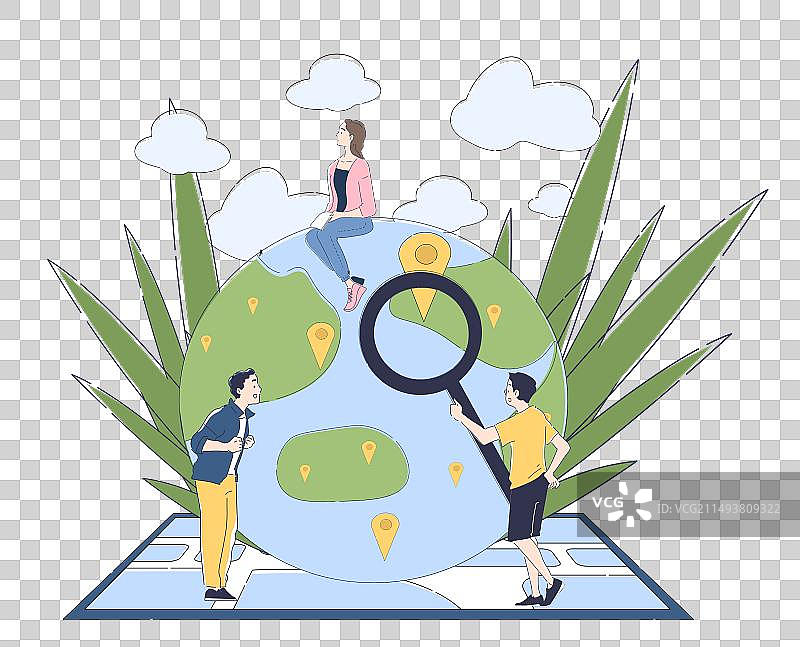 世界地图人物概念图图片素材