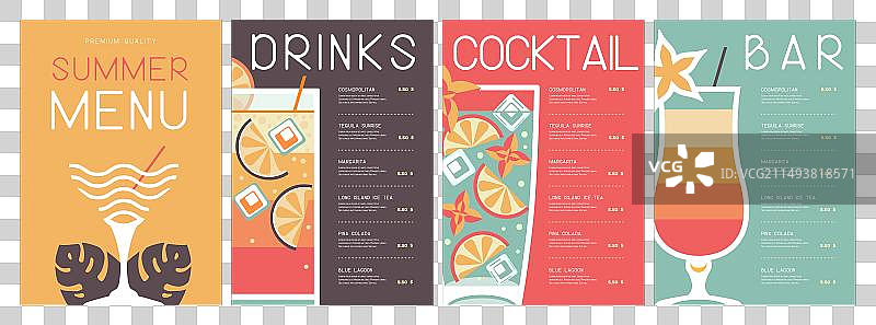 复古夏季餐厅鸡尾酒菜单设计图片素材