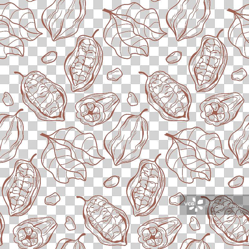 浓郁巧克力色的可可植物图案图片素材