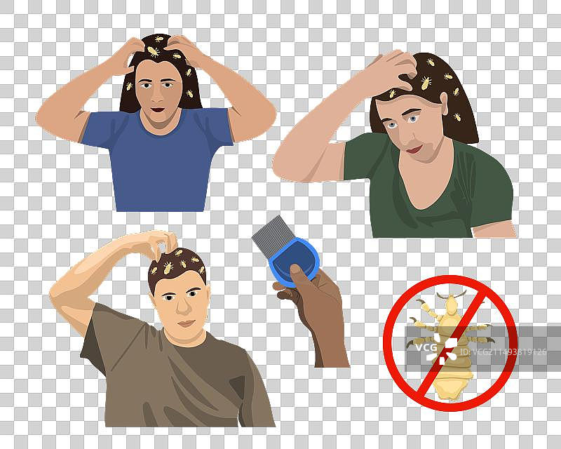 患有 Pediculosis 疾病的人图片素材