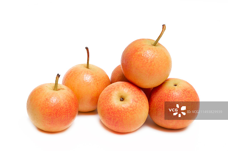 南果梨 南国梨 东北特产 辽宁鞍山香水梨 梨子 酒香梨 新鲜南果梨 红脸元帅 白底图 棚拍图片素材