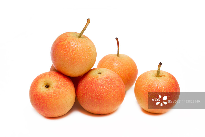 南果梨 南国梨 东北特产 辽宁鞍山香水梨 梨子 酒香梨 新鲜南果梨 红脸元帅 白底图 棚拍图片素材