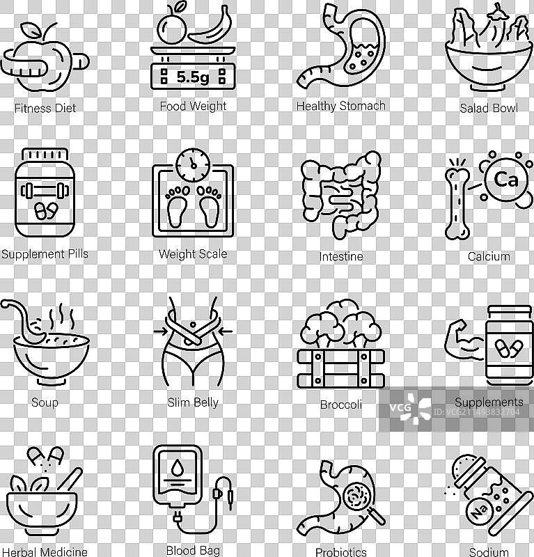 有机饮食线条风格图标包图片素材