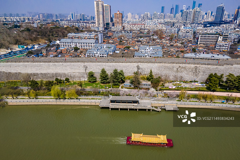航拍南京秦淮河南京城墙城市风光图片素材