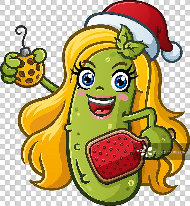 泡菜球运动金发女孩圣诞卡通图片素材