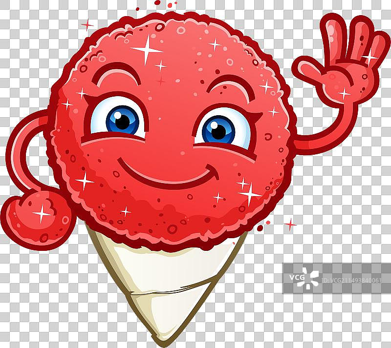 挥手的樱桃冰沙卡通形象图片素材