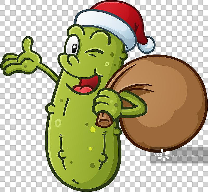 圣诞腌黄瓜传统圣诞老人卡通眨眼图片素材