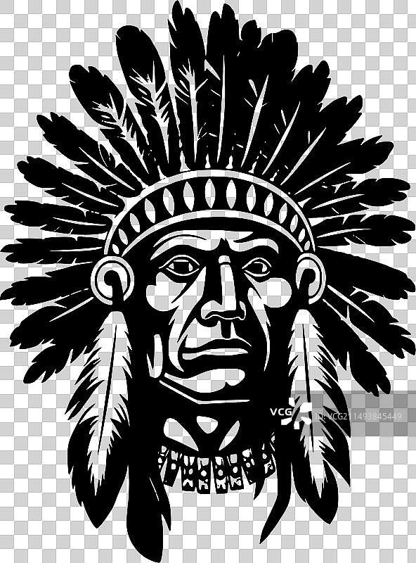 印第安酋长 - 黑白图片素材