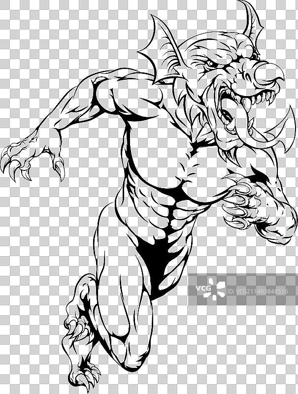 奔跑的威尔士龙吉祥物图片素材