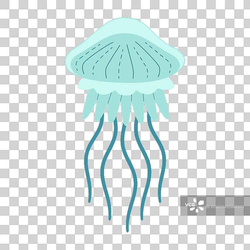 卡通扁平风格水母图片素材