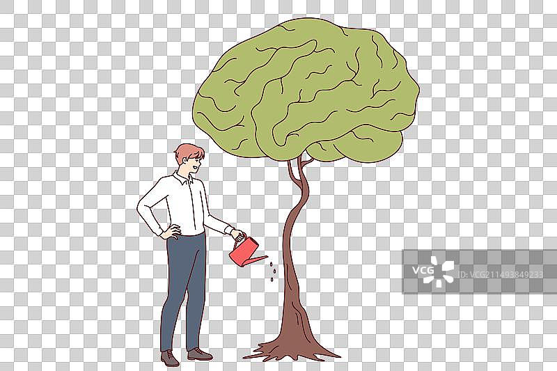 商人通过浇水发展自身智能图片素材