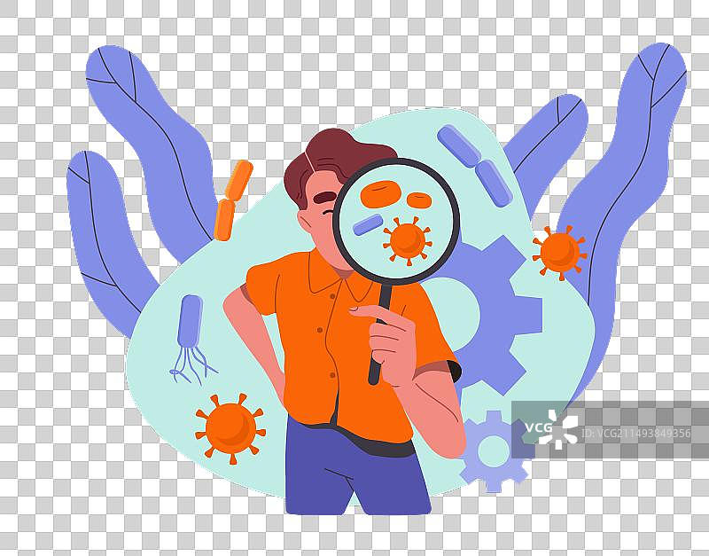 男孩研究细菌概念图片素材