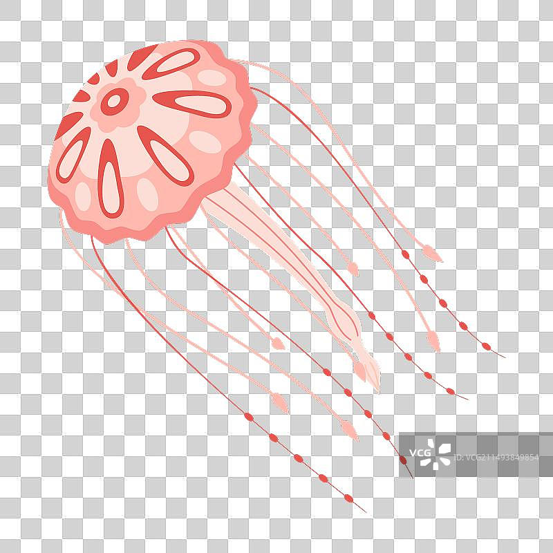 卡通粉色水母扁平风格图片素材