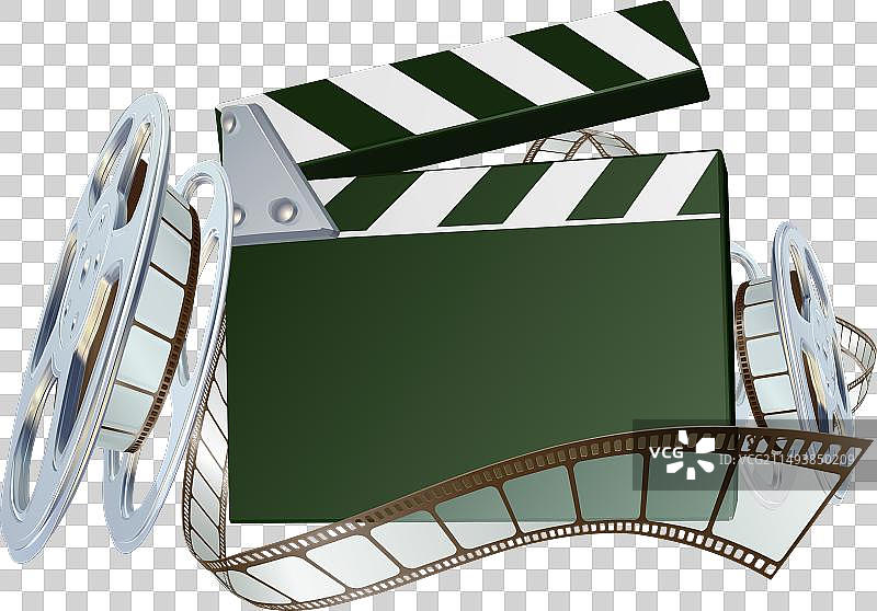 电影胶片卷轴和场记板背景图片素材