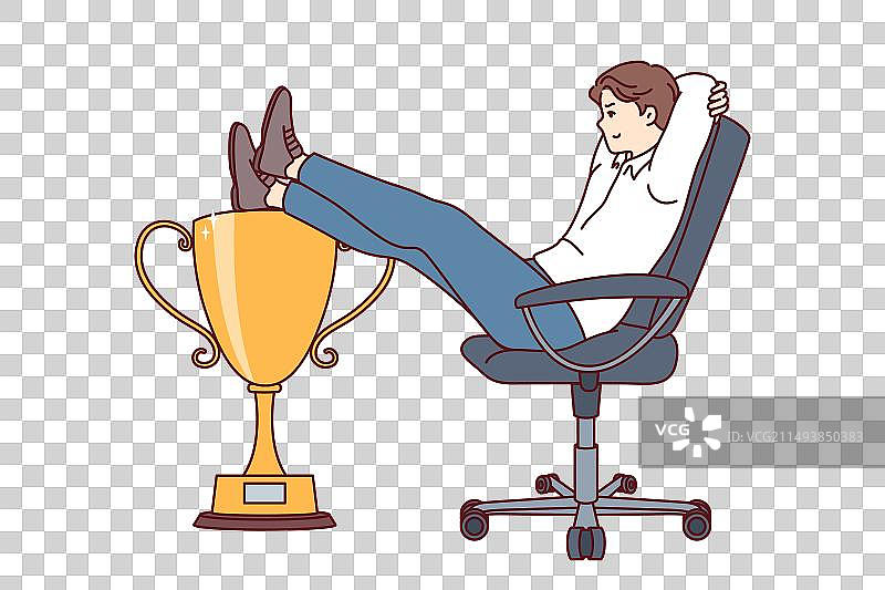 获得领导力奖杯的商人图片素材