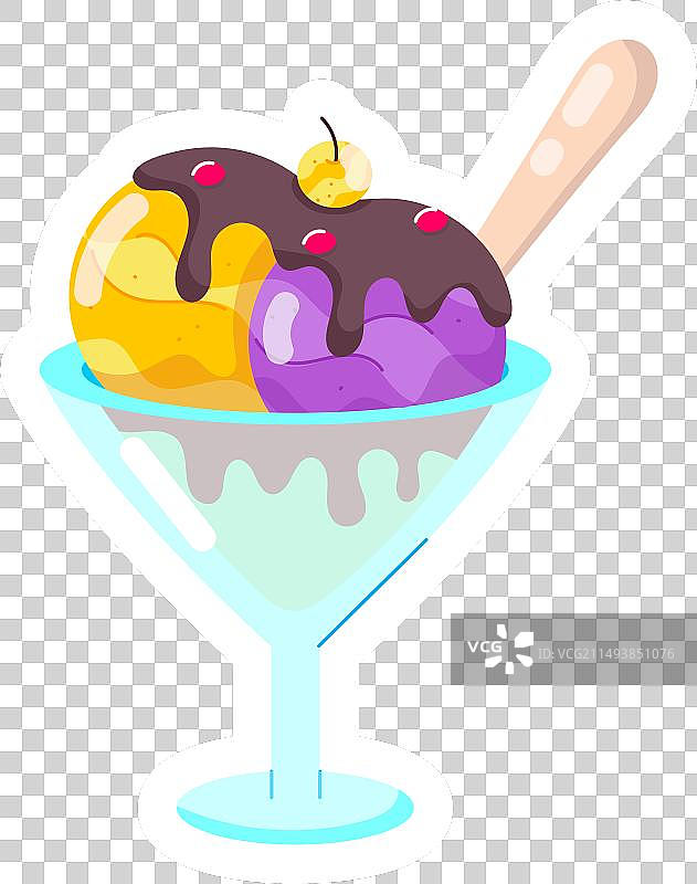 扁平风格冷冻甜点贴纸图片素材