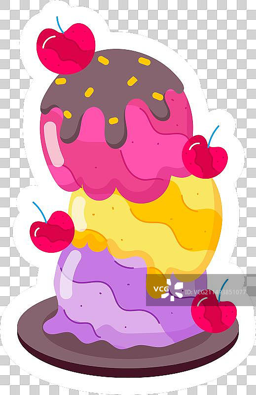 扁平风格冷冻甜点贴纸图片素材