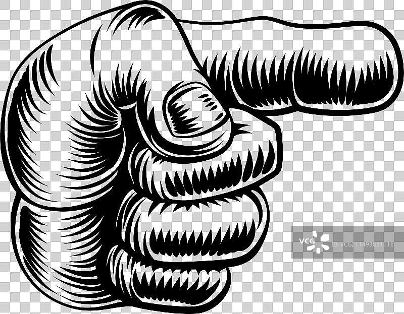 复古手绘指示手指图片素材