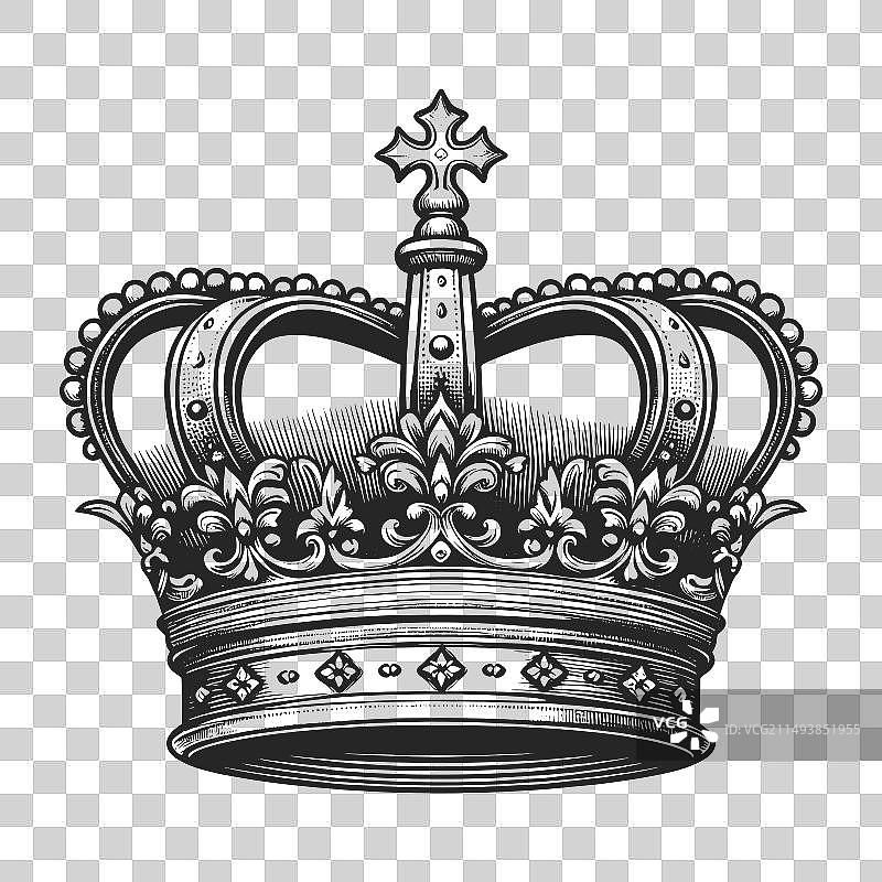 带有精美细节的皇冠素描图片素材