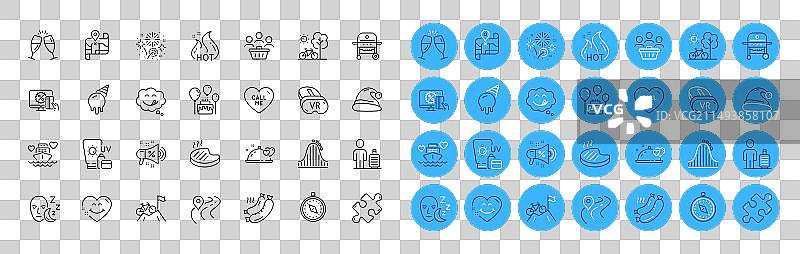 烤香肠睡眠和美味微笑线条图标图片素材