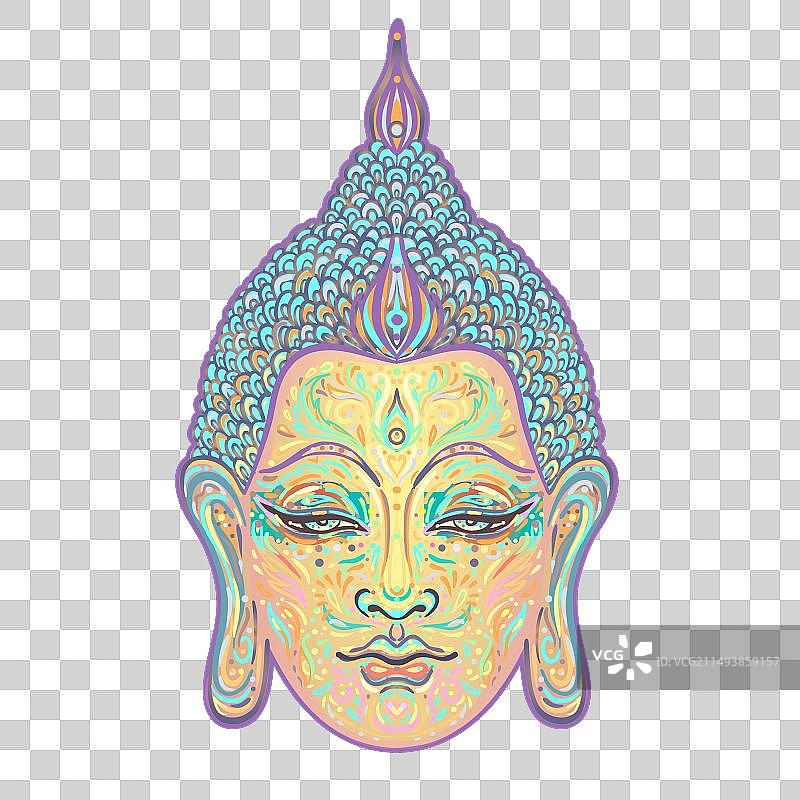 佛像面部曼陀罗圆形图案图片素材